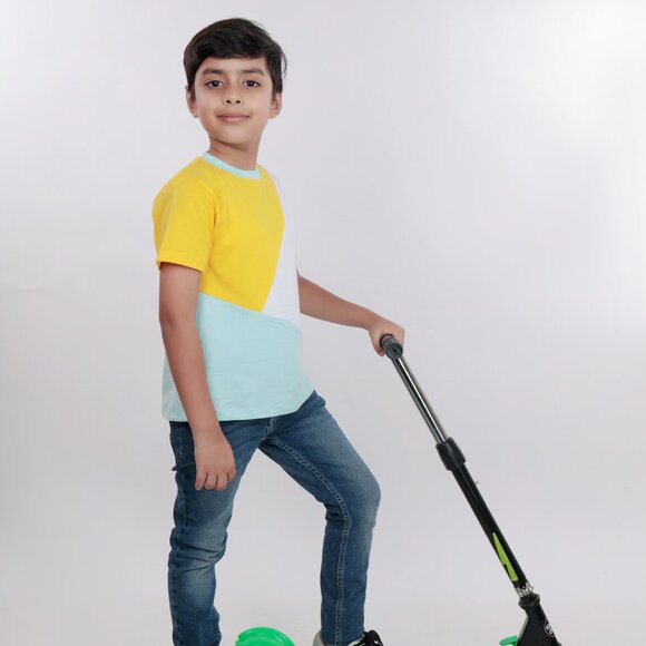 NEW Unisex Kids Colorblock T Shirt - Boy/Girl 100% Pure Cotton - Picture 4 of 8